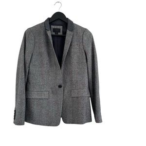 J. Crew Gray Tweed Blazer with Black Trim